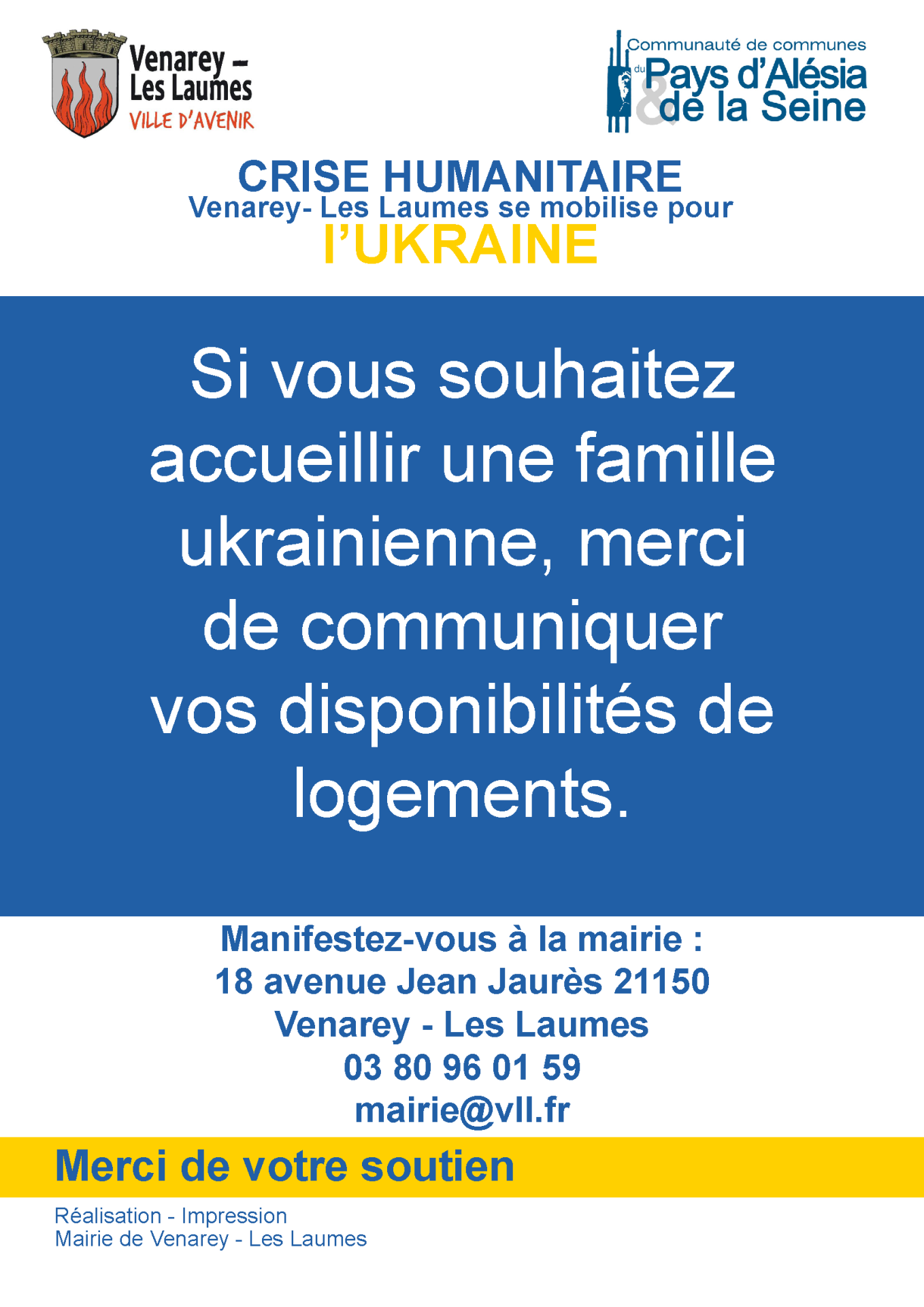 Flyer Crise humanitaire en Ukraine - Accueil